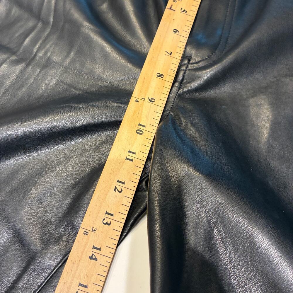 Mango Black Faux Leather Flared Trousers Sz 4 - Picture 13 of 15